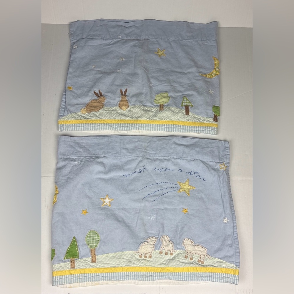Pottery Barn Kids Wish Upon A Star Set Curtains Set Embroidered Bunny Star Tree